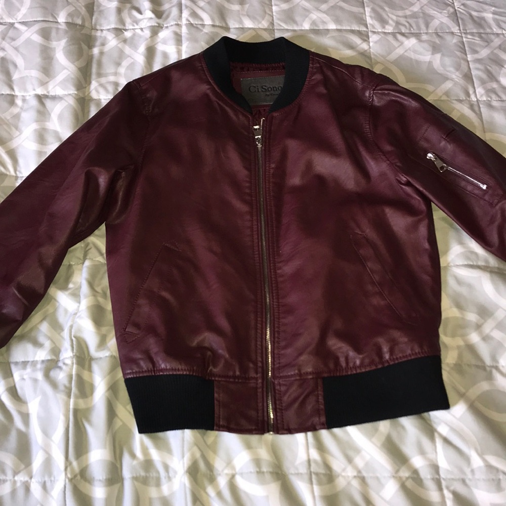 Maroon bomber jacket